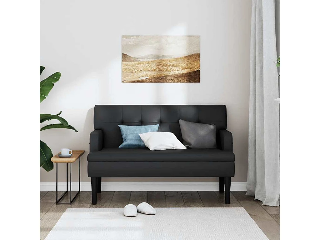 Panca con schienale nero 112x65,5x75 cm similpelle