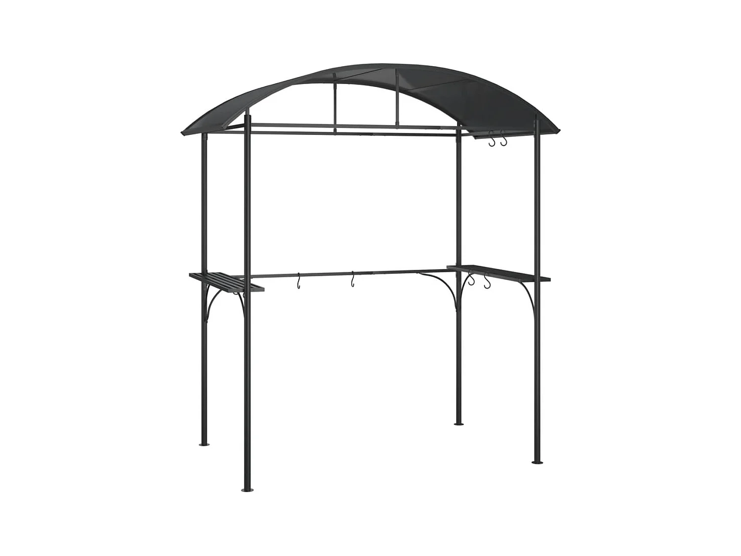 Cenador barbacoa y estantes laterales antracita 220x115x230cm acero