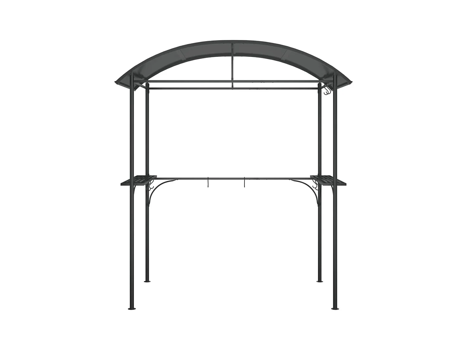 Cenador barbacoa y estantes laterales antracita 220x115x230cm acero