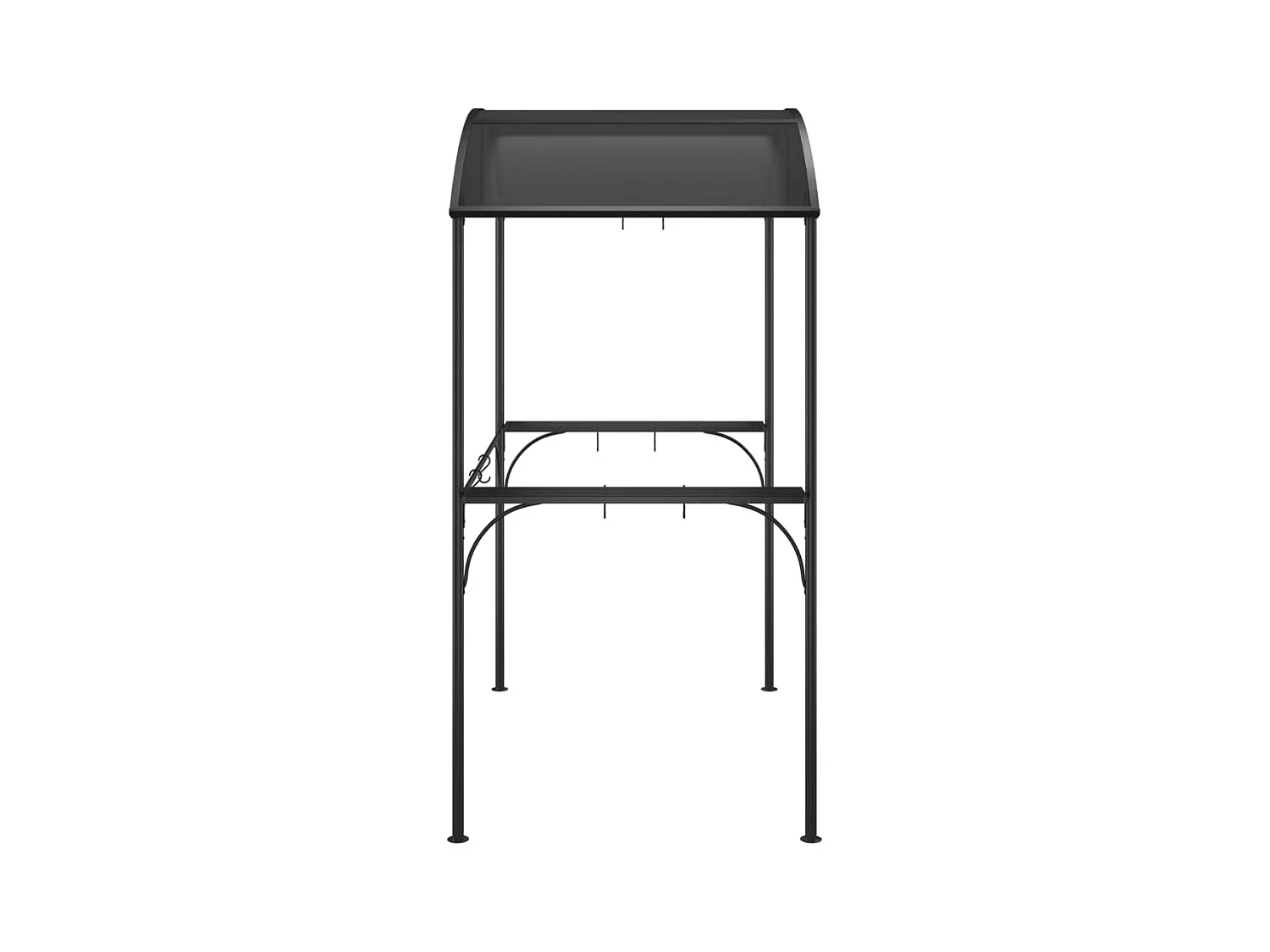 Cenador barbacoa y estantes laterales antracita 220x115x230cm acero