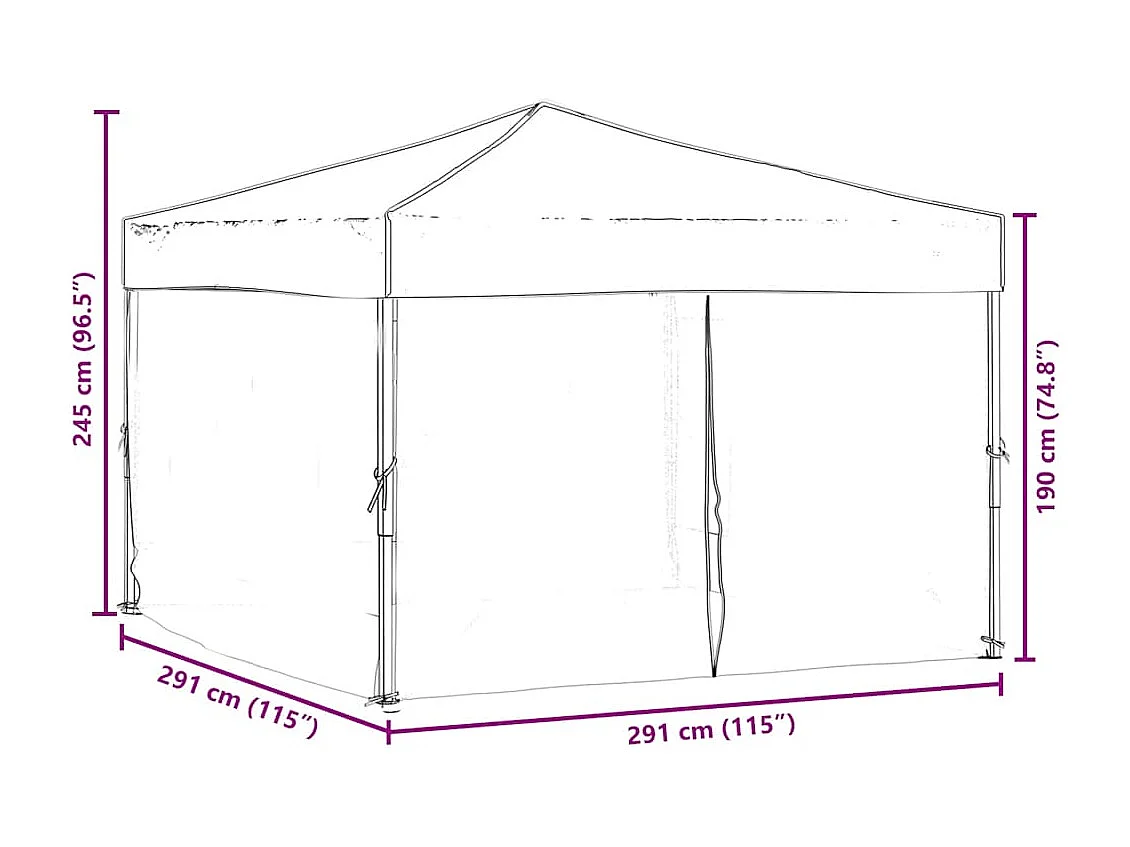 Tenda pieghevole per ricevimenti con pareti Rossa 3x3 m