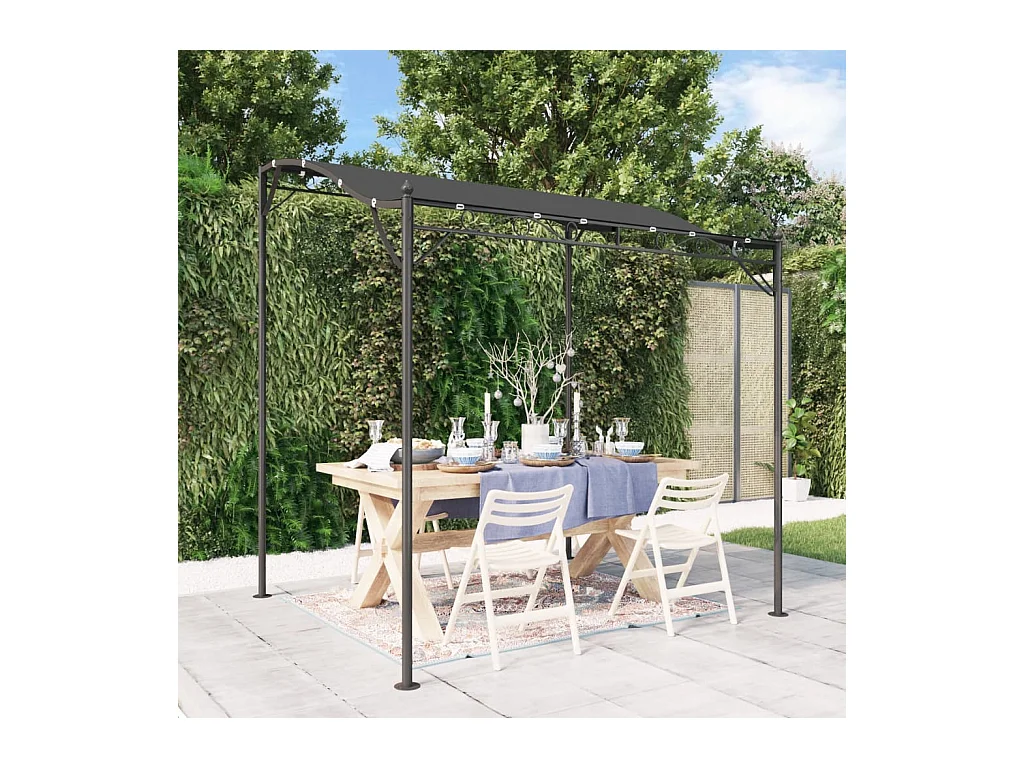 Anthrazitfarbene Markise 2x2,3 m 180 g/m² Stoff und Stahl