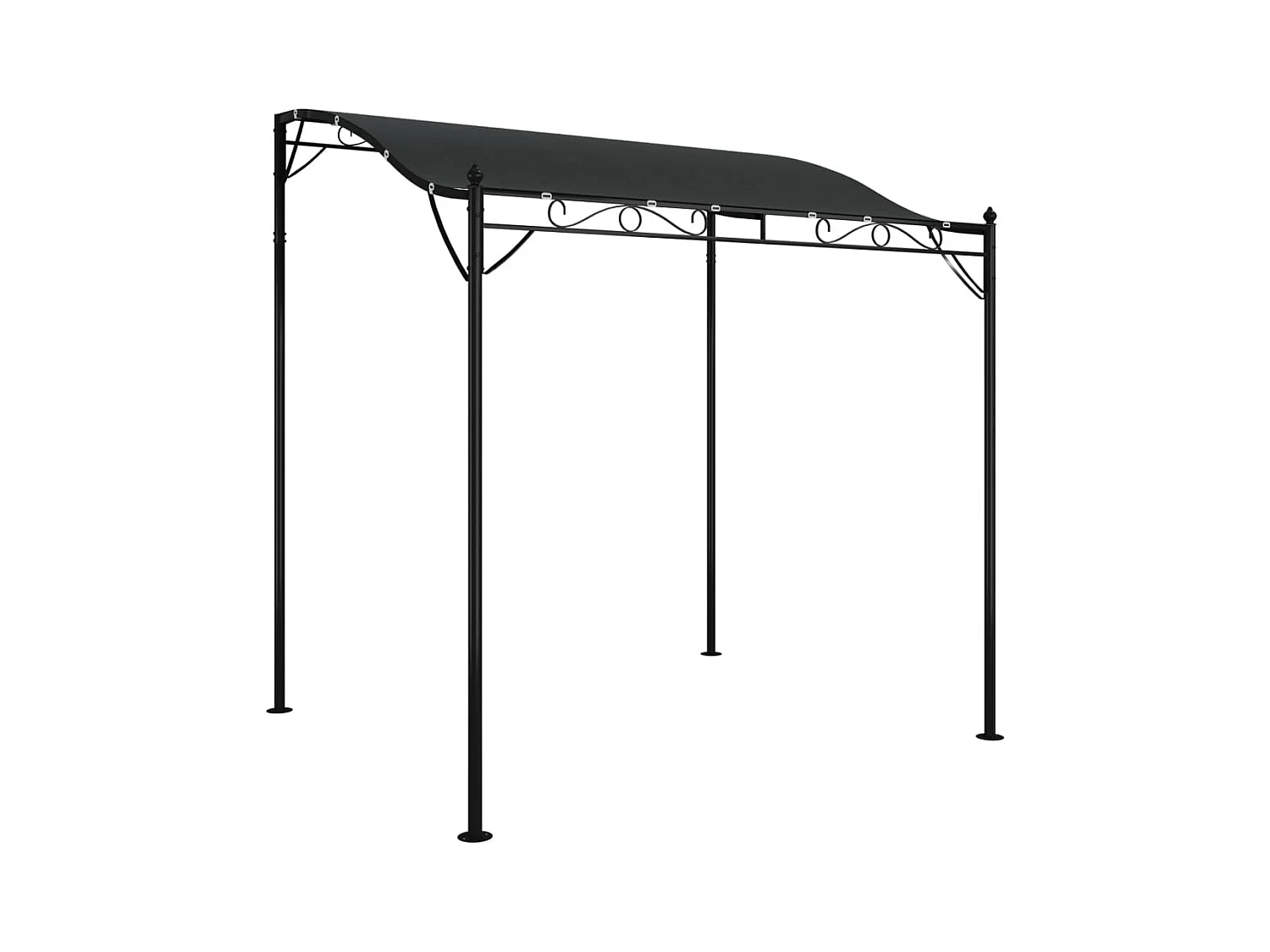 Anthrazitfarbene Markise 2x2,3 m 180 g/m² Stoff und Stahl
