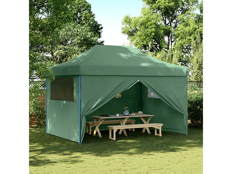 Carpa de recepción plegable emergente de 4 lados de color verde