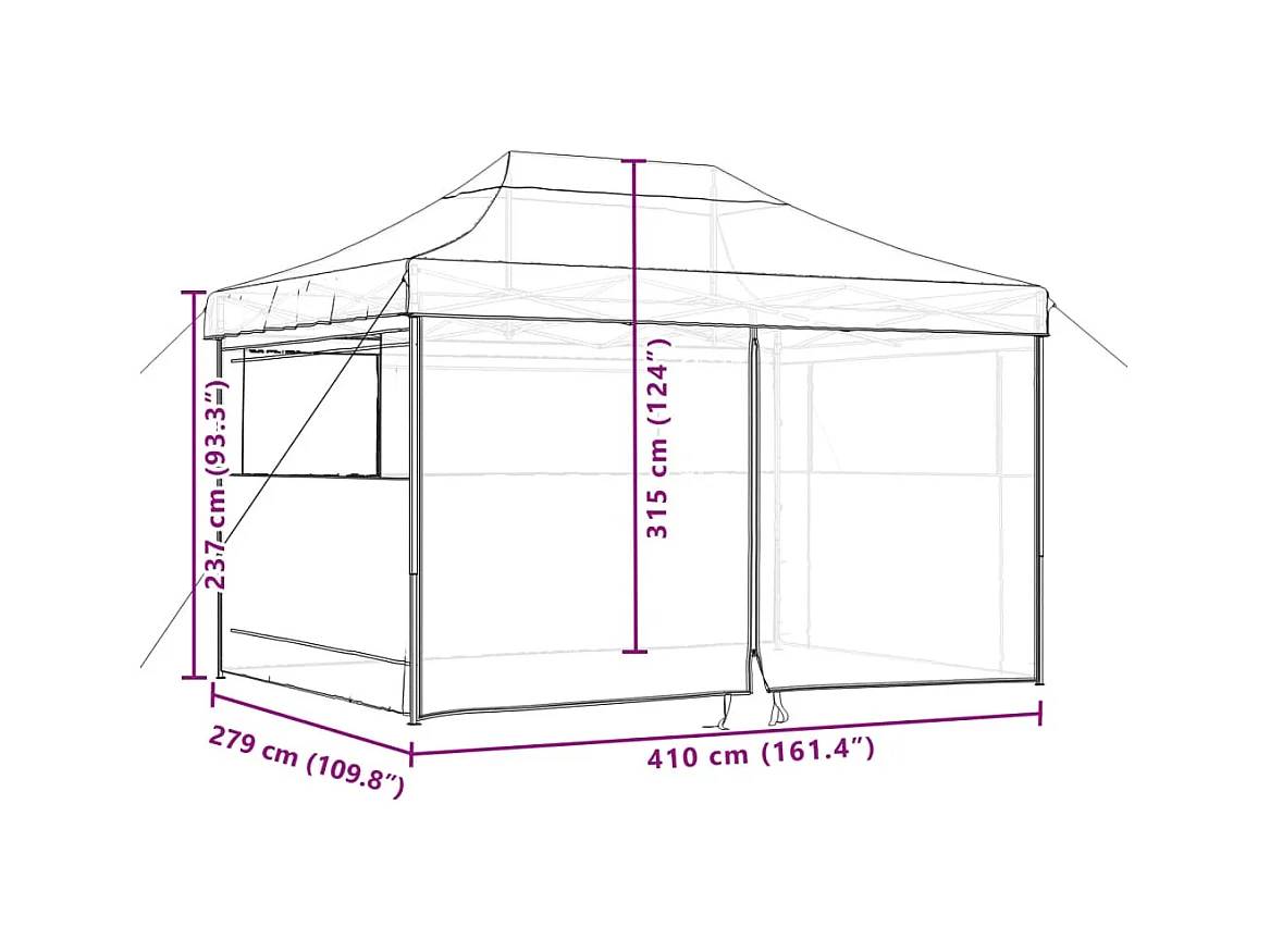 Grünes 4-seitiges Pop-up-Faltempfangszelt