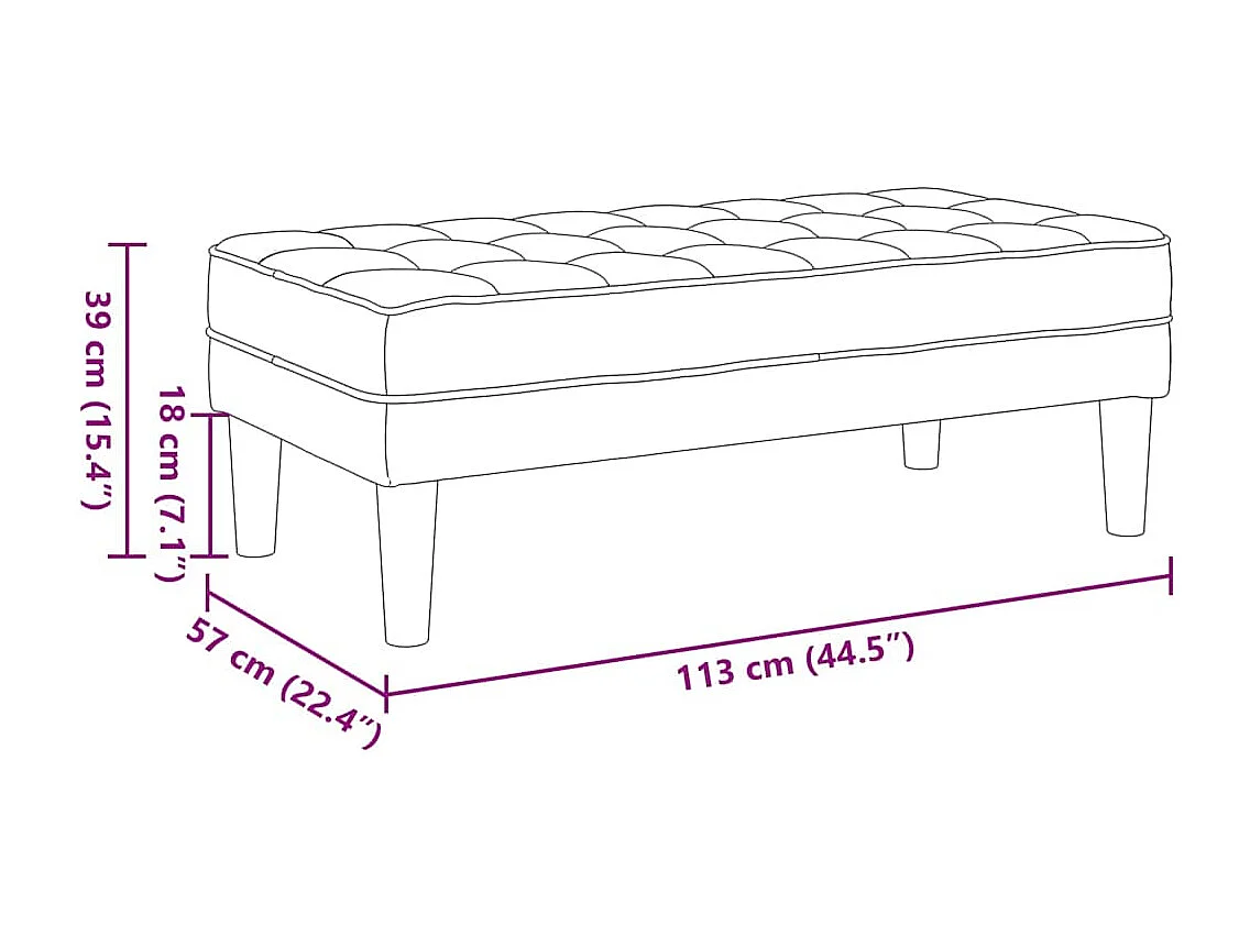 banc Noir 113 x 57 x 39 cm tissu