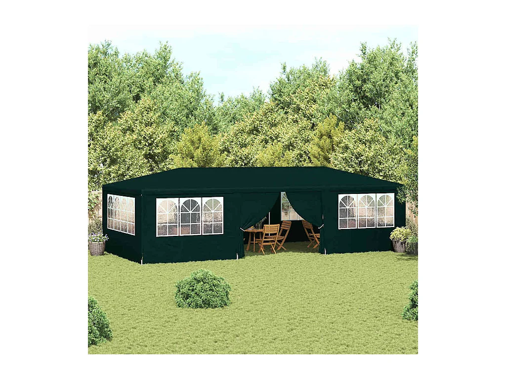 Empfangszelt mit Seitenwänden 4x9 m Grün 90 g/m²