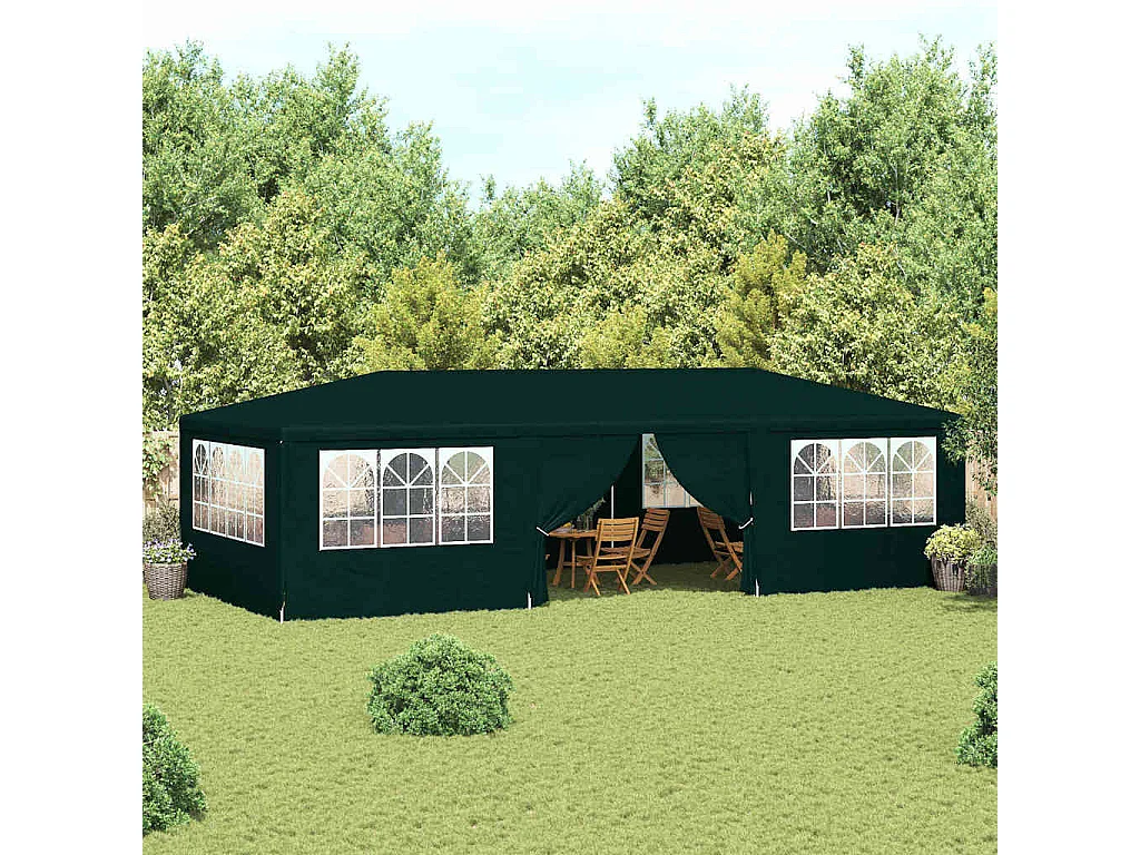 Carpa de recepción con paredes laterales 4x9 m Verde 90 g/m²