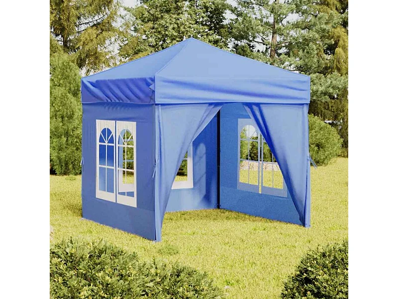 Opvouwbare ontvangsttent met wanden Blauw 2x2 m