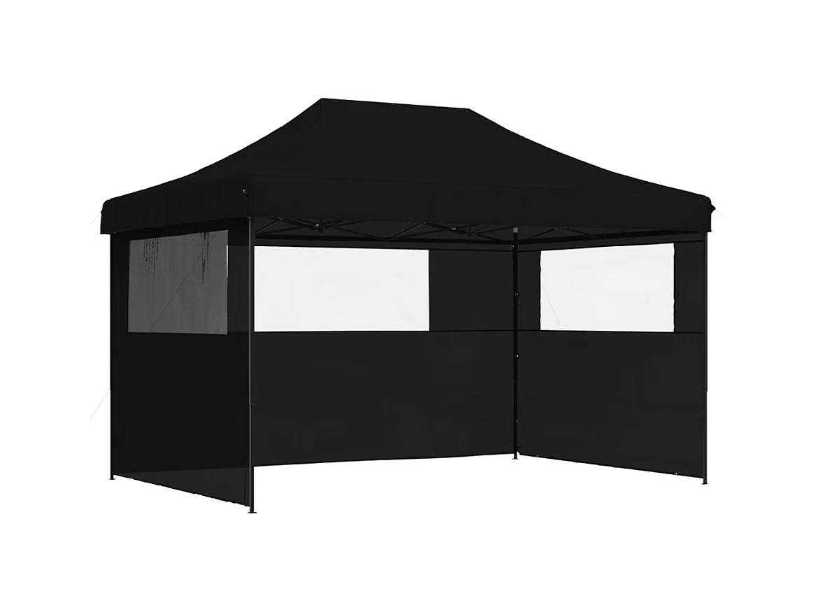 Carpa de recepción plegable emergente de 3 lados de color negro