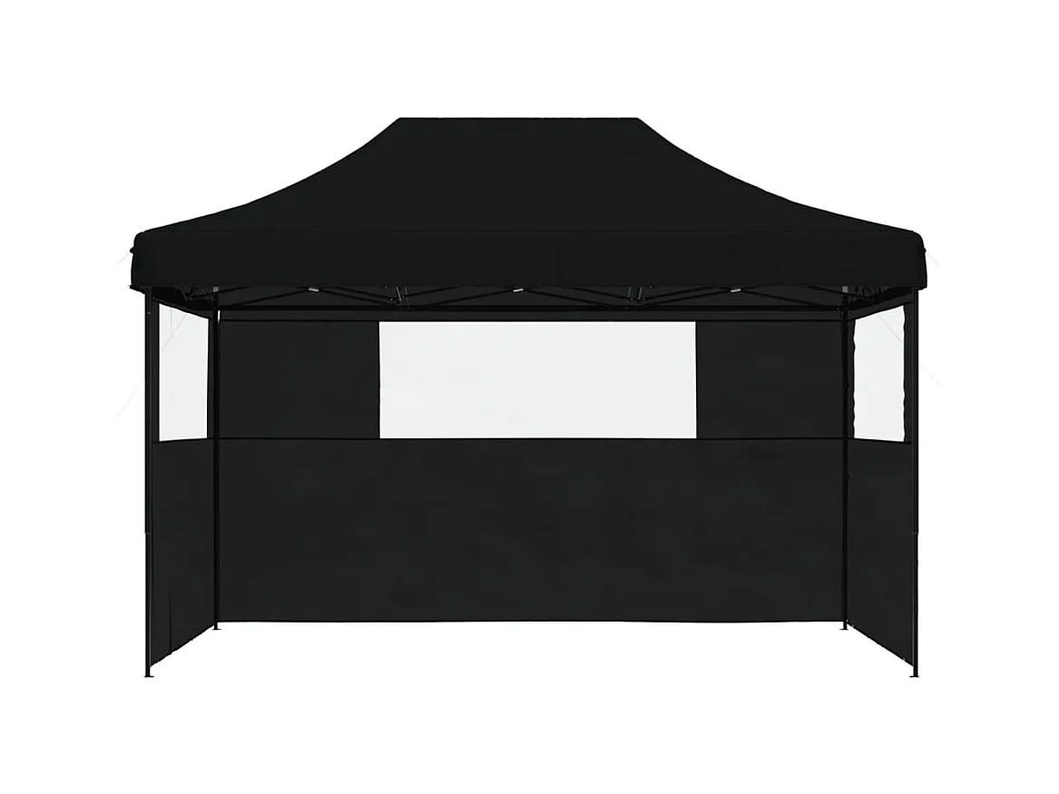 Carpa de recepción plegable emergente de 3 lados de color negro