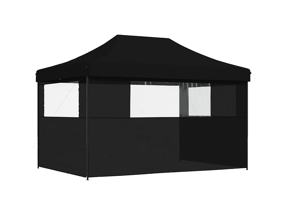 Carpa de recepción plegable emergente de 3 lados de color negro