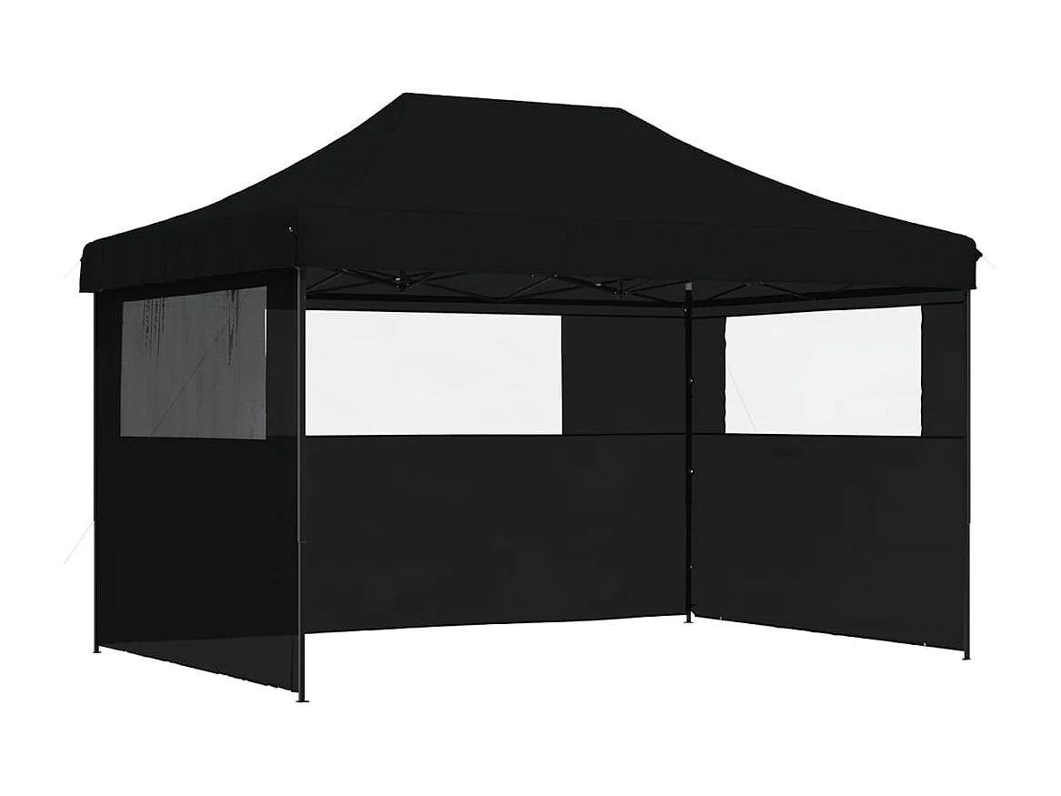 Tenda da ricevimento pieghevole pop-up nera a 3 lati