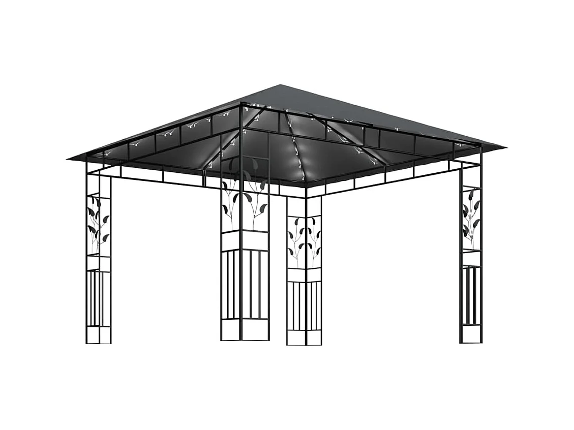 Cenador con mosquitera y luces LED 3x3x2,73m Antracita