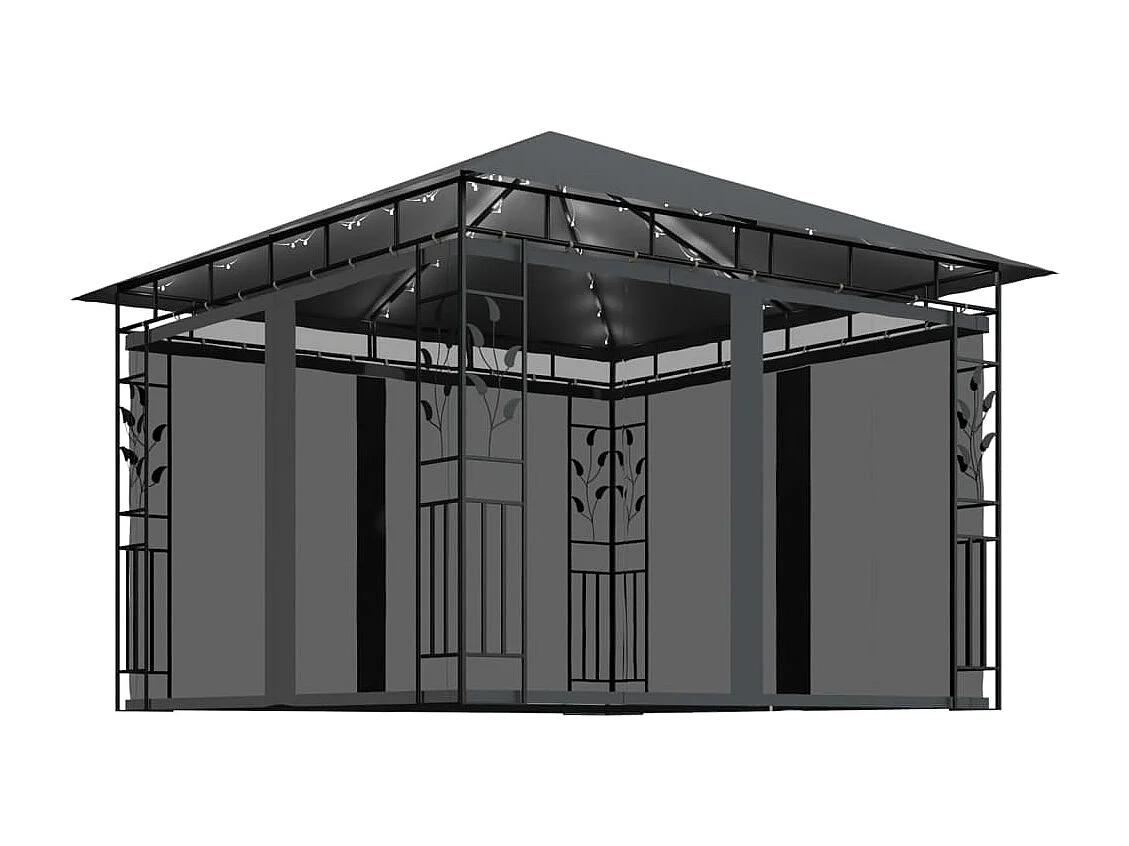 Tonnelle avec moustiquaire et lumières LED 3x3x2,73m Anthracite