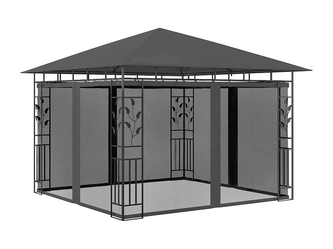 Tonnelle avec moustiquaire et lumières LED 3x3x2,73m Anthracite