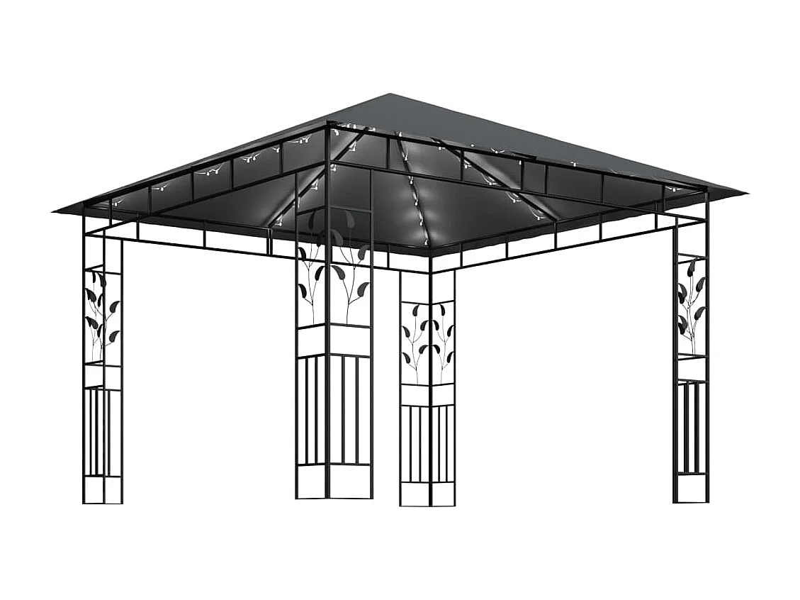 Tonnelle avec moustiquaire et lumières LED 3x3x2,73m Anthracite