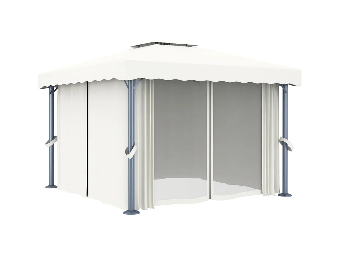 Gazebo con tenda 3x3 m Bianco crema Alluminio