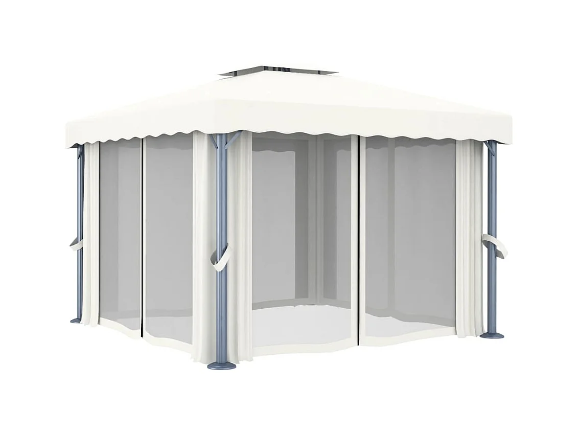 Gazebo con tenda 3x3 m Bianco crema Alluminio