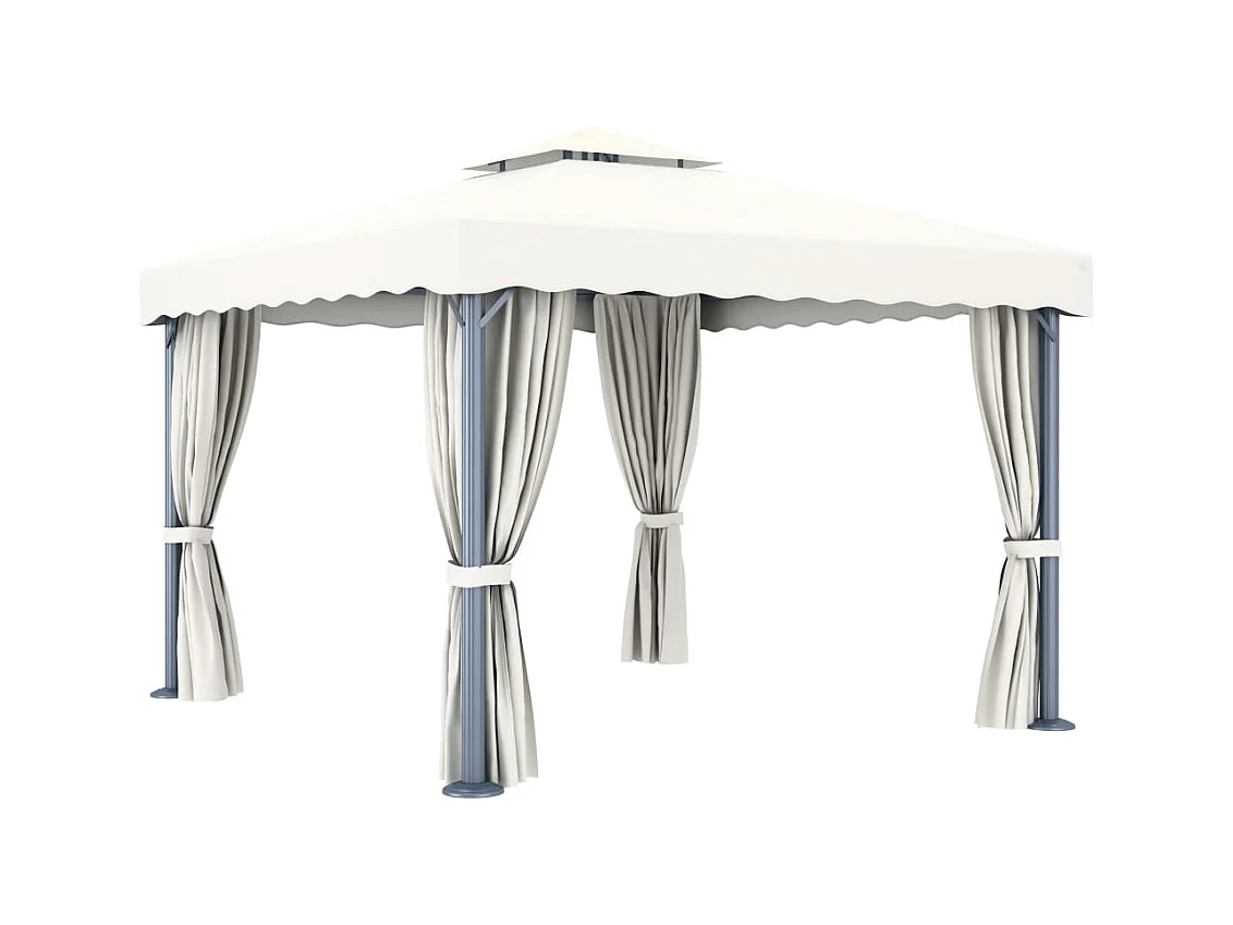 Gazebo con tenda 3x3 m Bianco crema Alluminio