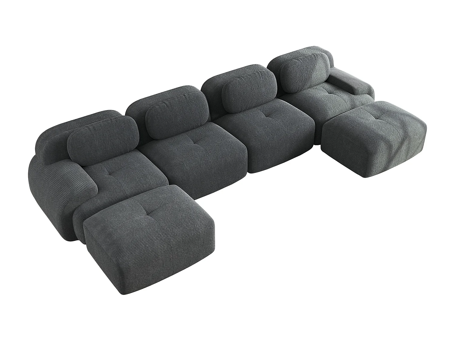 Divano componibile a U senza montaggio, tessuto traspirante Corduroy, schiuma ad alta elasticità 32D, braccioli extra larghi (240x90x80 cm)