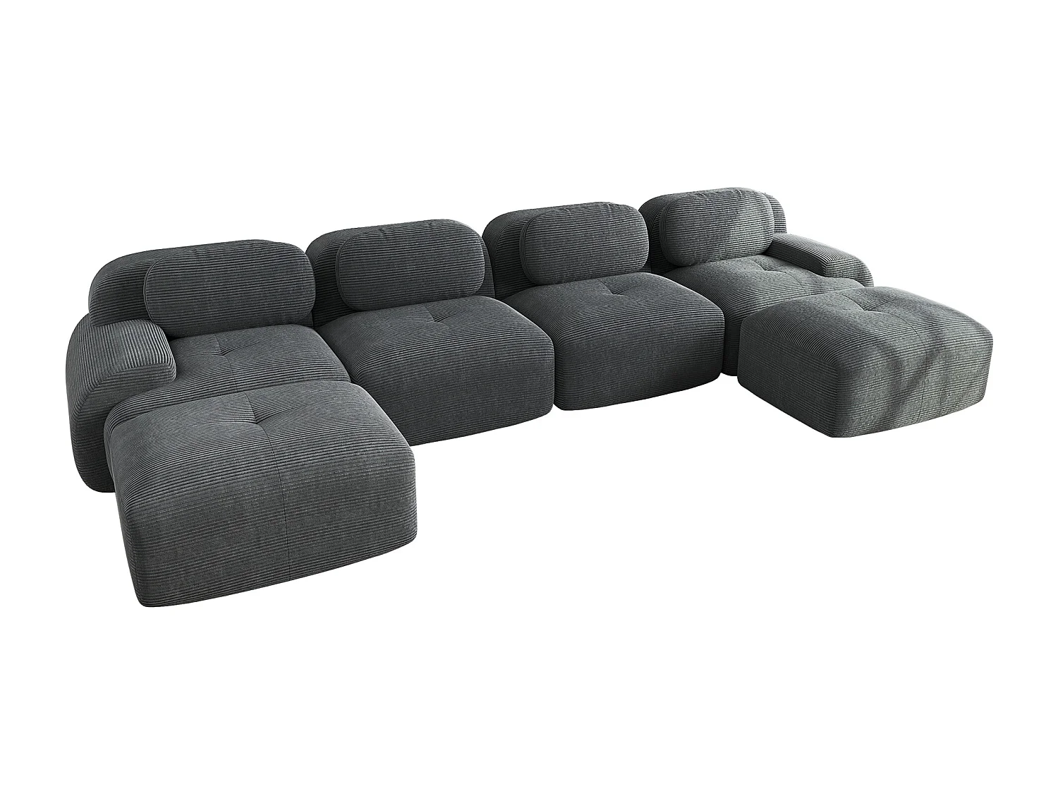 Divano componibile a U senza montaggio, tessuto traspirante Corduroy, schiuma ad alta elasticità 32D, braccioli extra larghi (240x90x80 cm)
