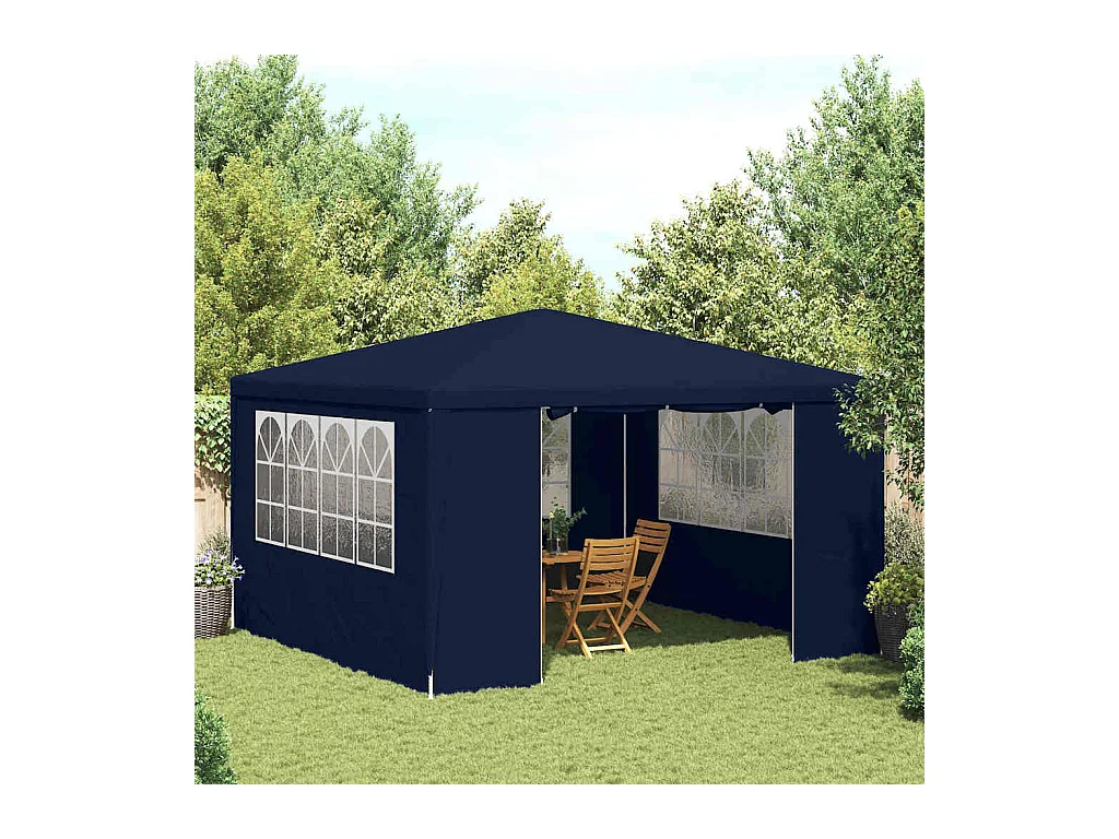 Carpa de recepción con paredes laterales 4x4 m Azul 90 g/m²