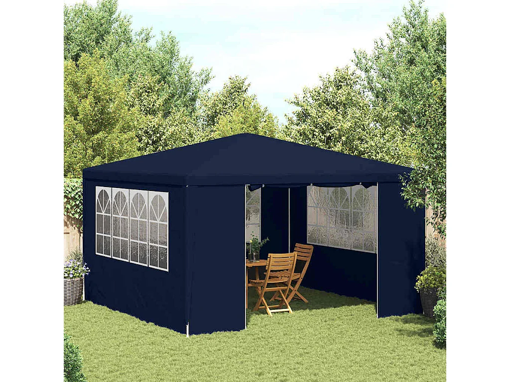 Carpa de recepción con paredes laterales 4x4 m Azul 90 g/m²
