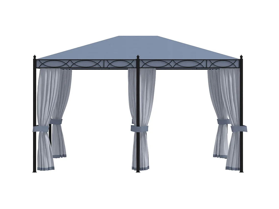 Pavillon mit Moskitonetz 3x4 m Anthrazit Stahl