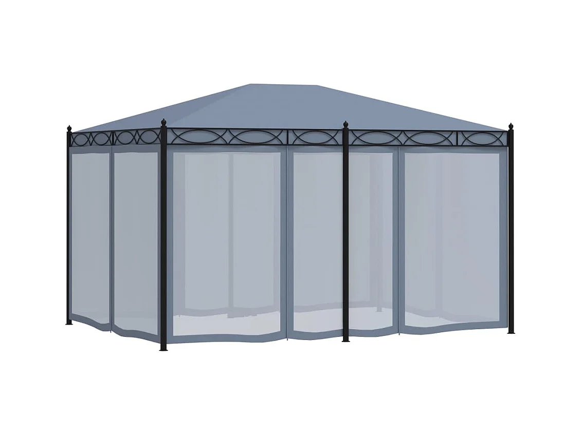 Pavillon mit Moskitonetz 3x4 m Anthrazit Stahl