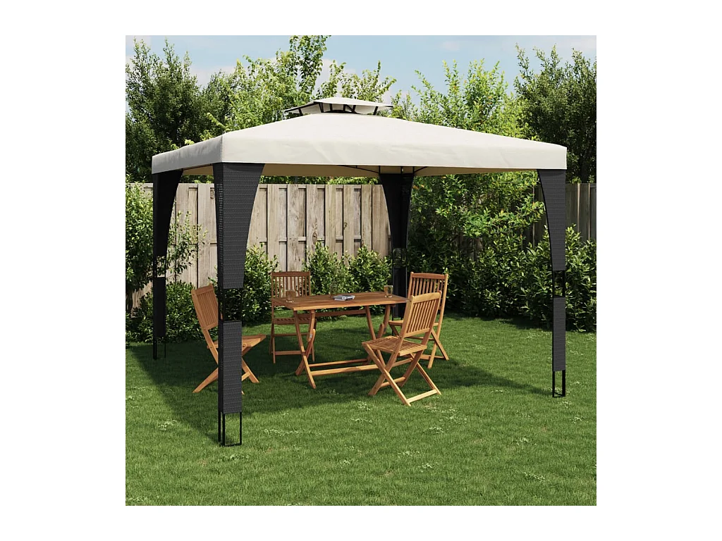 Cenador de doble techo crema 2,98x2,98 m acero