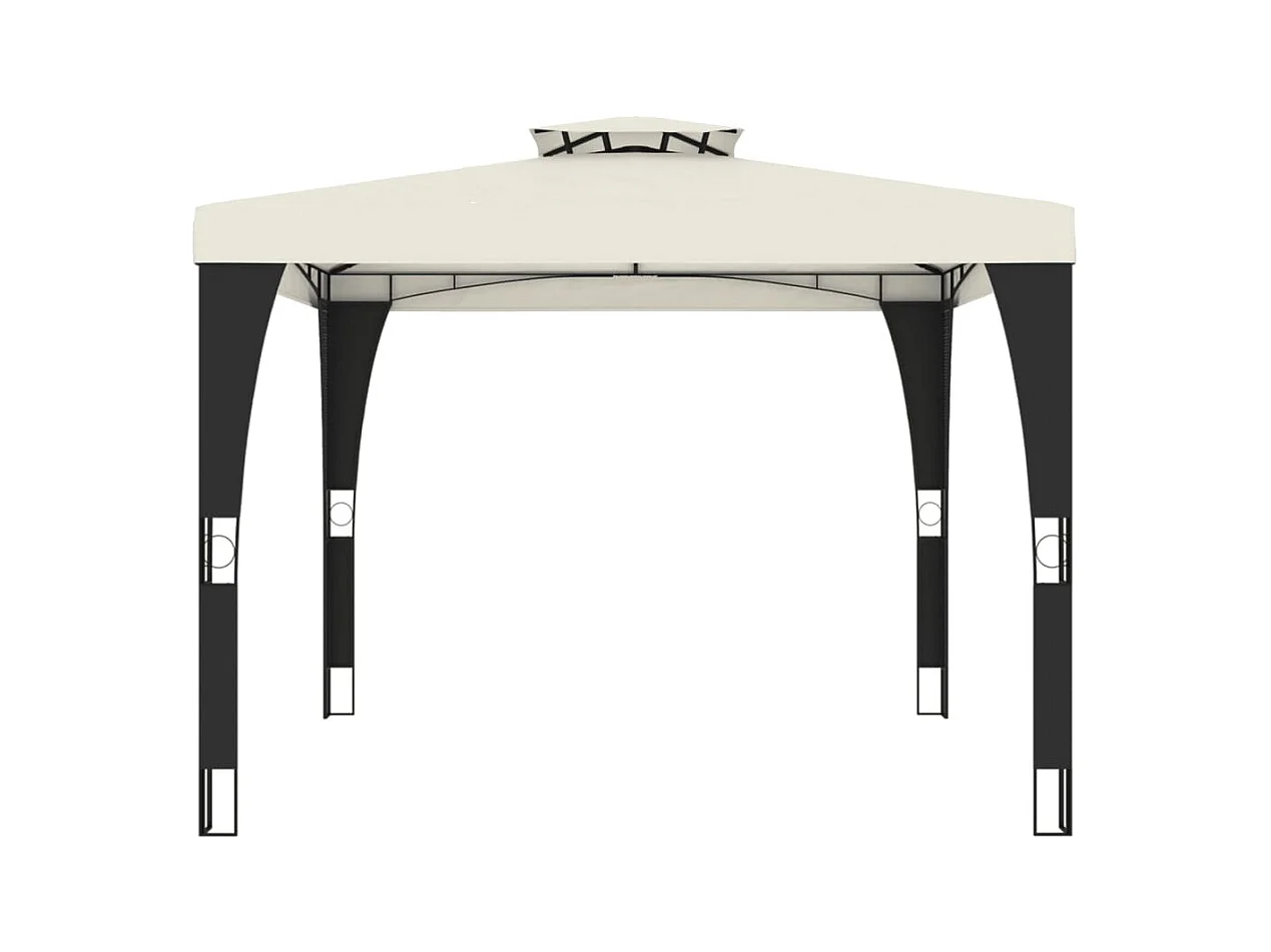 Cenador de doble techo crema 2,98x2,98 m acero