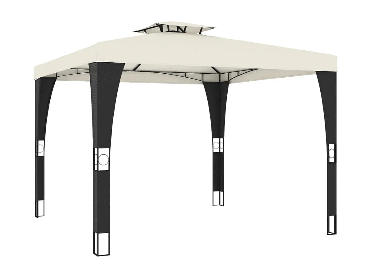 Cenador de doble techo crema 2,98x2,98 m acero