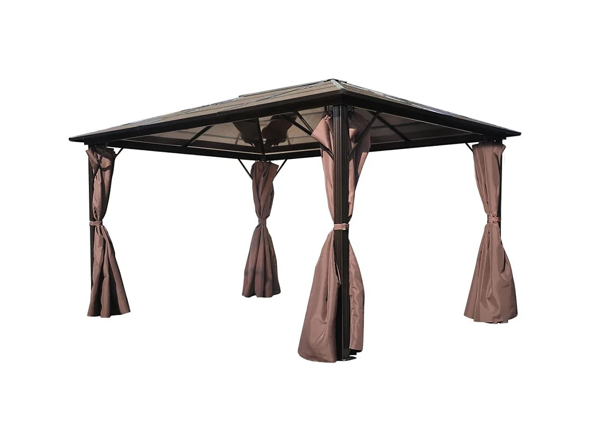 Gazebo con tenda Alluminio Marrone 400 x 300 cm