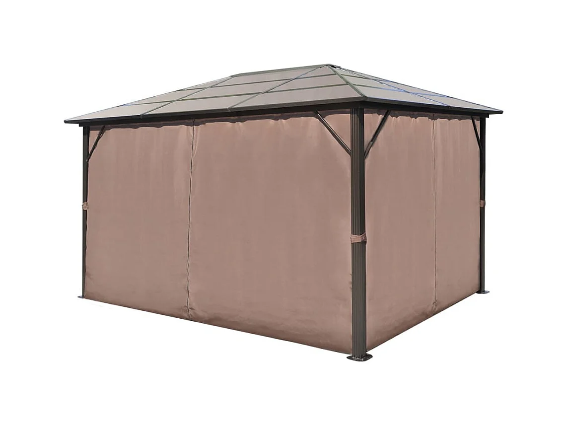 Gazebo con tenda Alluminio Marrone 400 x 300 cm