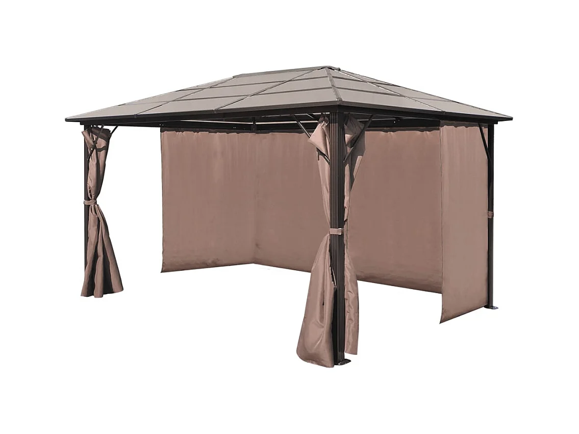 Gazebo con tenda Alluminio Marrone 400 x 300 cm
