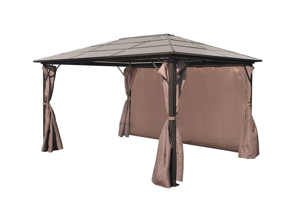 Gazebo con tenda Alluminio Marrone 400 x 300 cm