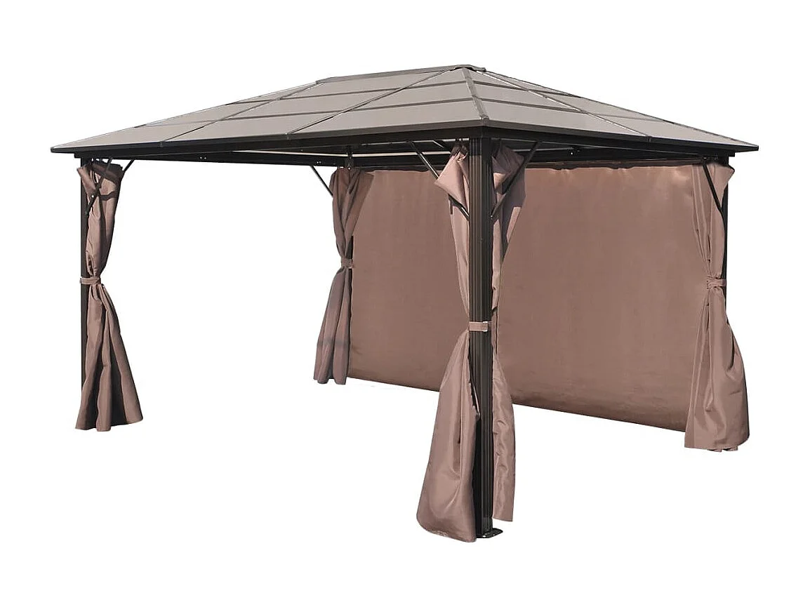 Gazebo con tenda Alluminio Marrone 400 x 300 cm
