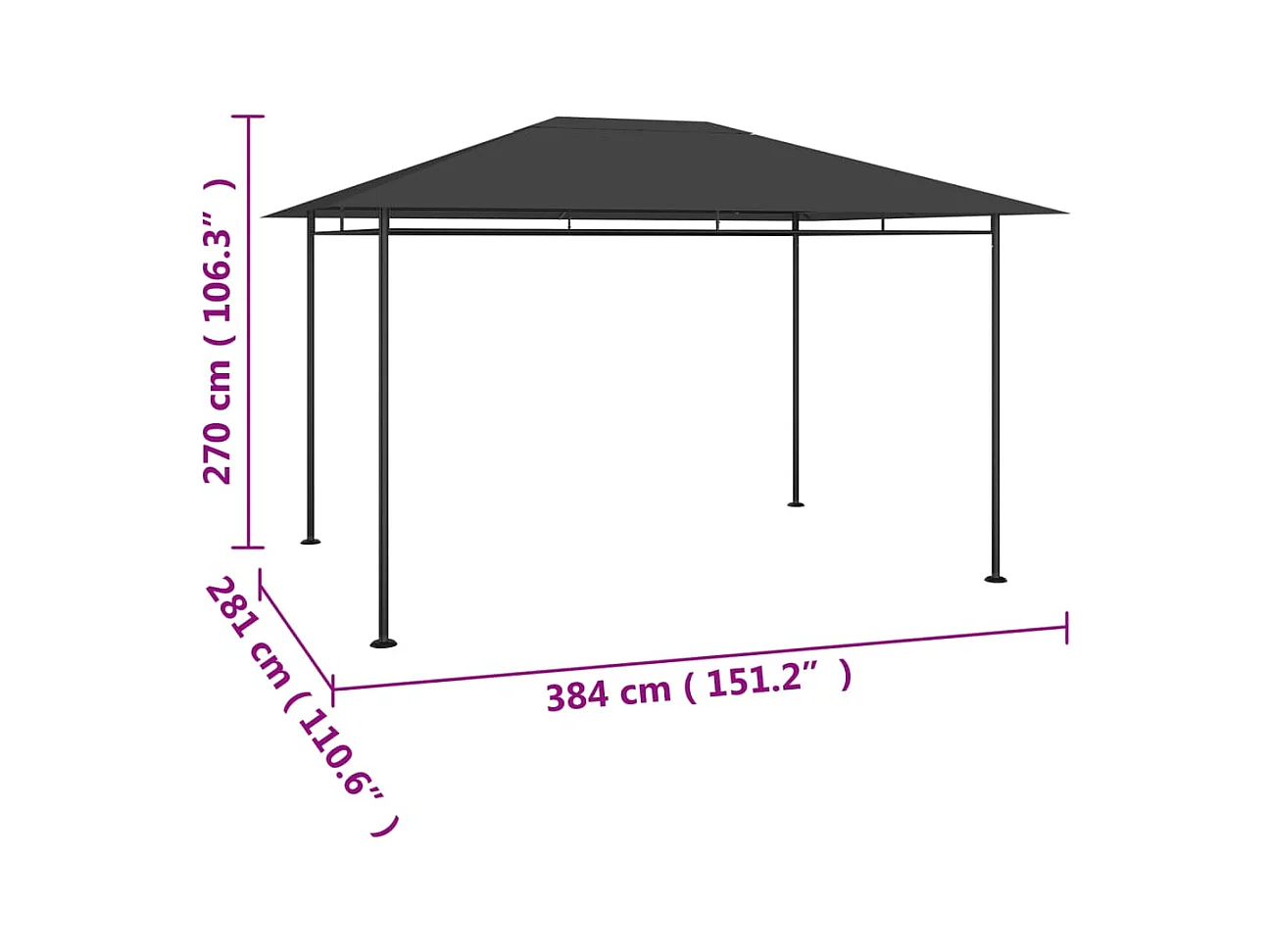 Belvedere 384x281x270 cm Antracita 180 g/m²