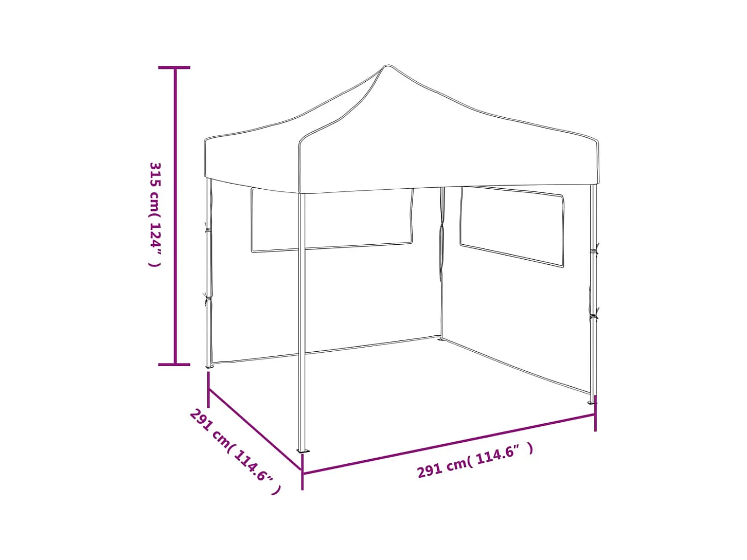 Tente de réception escamotable avec 2 parois 3x3 m Anthracite
