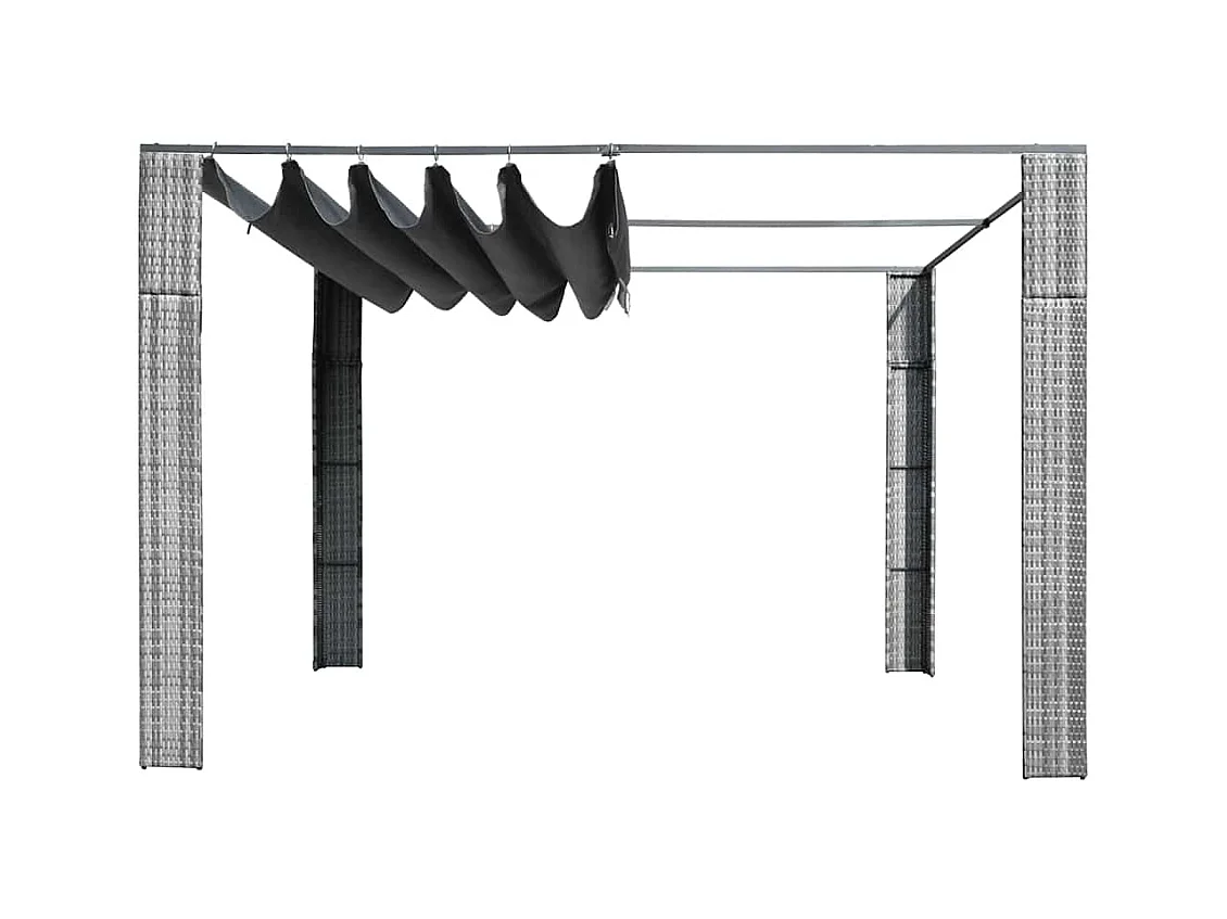 Pérgola y tejado Resina trenzada 300x300x220cm Gris/antracita