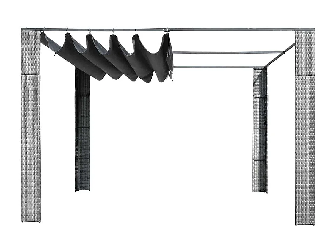 Pérgola y tejado Resina trenzada 300x300x220cm Gris/antracita