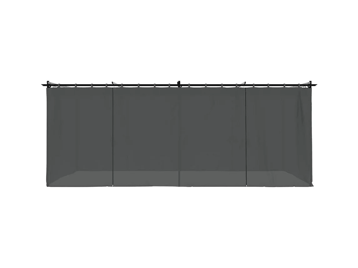 Pavillon mit anthrazitfarbenen Vorhängen 6x3 m Stahl