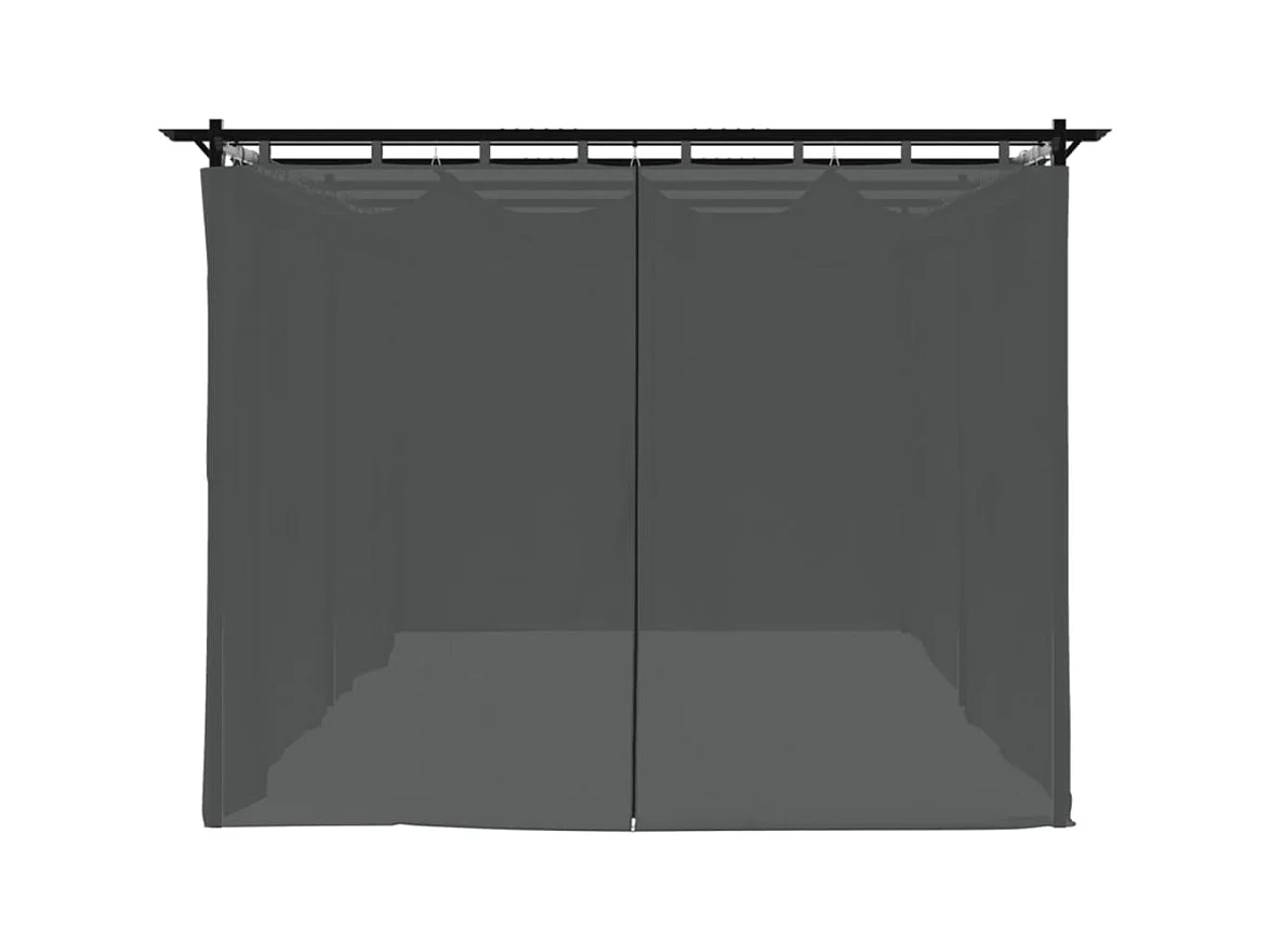 Pavillon mit anthrazitfarbenen Vorhängen 6x3 m Stahl