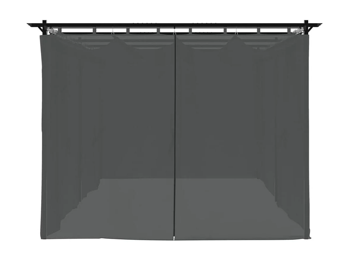 Gazebo con tende antracite 6x3 m acciaio