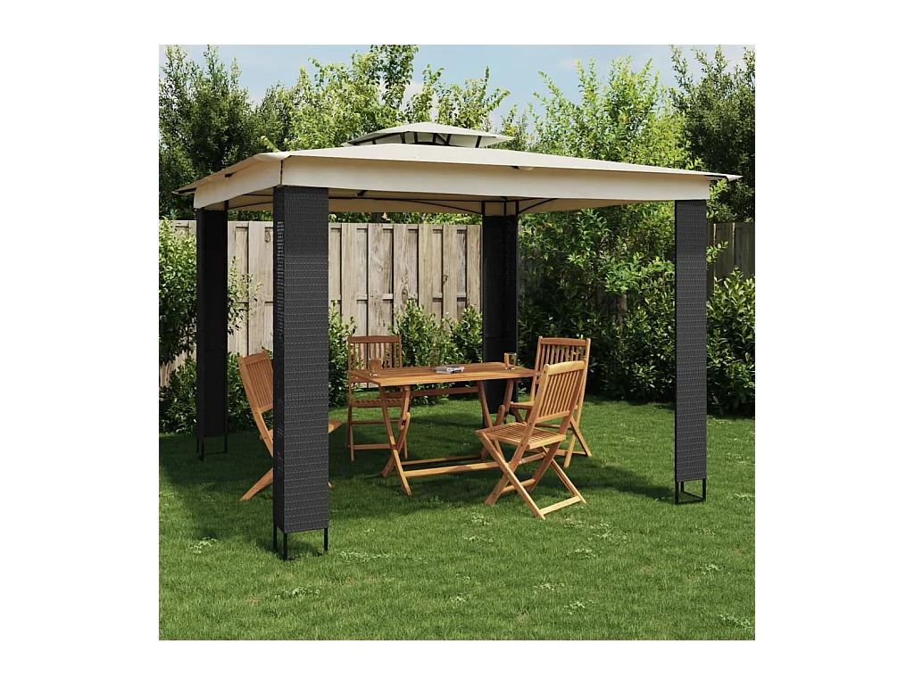 Gazebo doppio tetto crema 2,94x2,94 m acciaio
