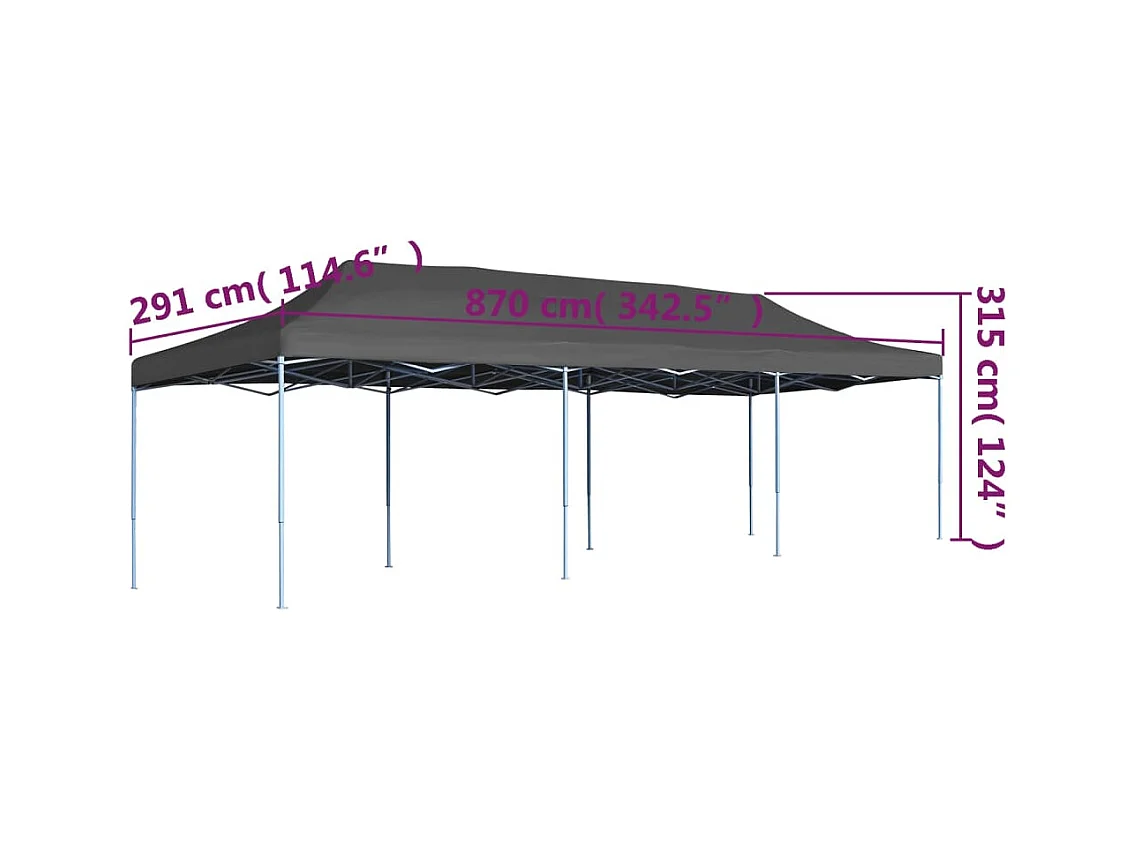 Carpa de recepción plegable 3 x 9 m Antracita