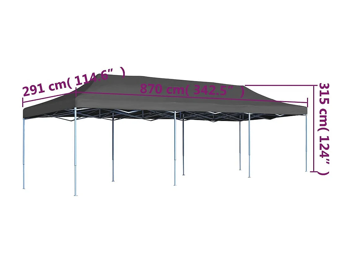 Carpa de recepción plegable 3 x 9 m Antracita