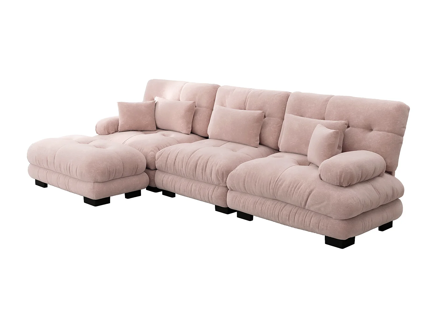Divano angolare modulare di lusso - Divano a L oversize Cloud per soggiorno, divano letto con pouf, corda (313x145x81 cm)