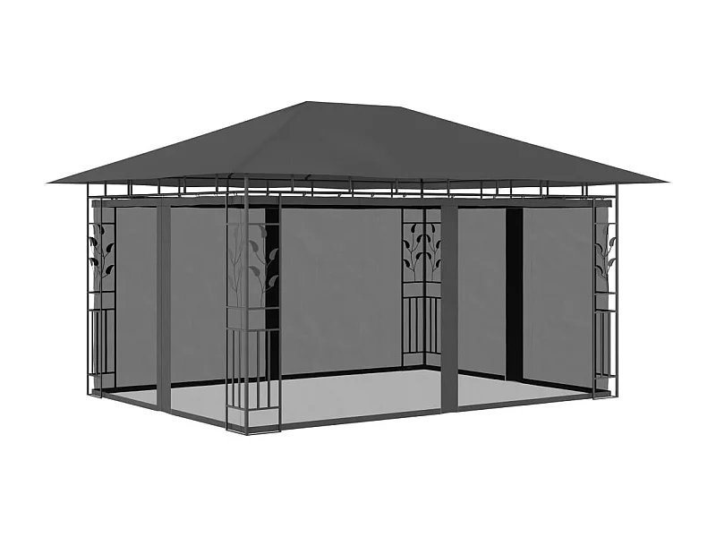 Cenador con mosquitera 4x3x2,73 m Antracita 180 g/m²